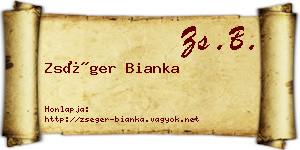 Zséger Bianka névjegykártya